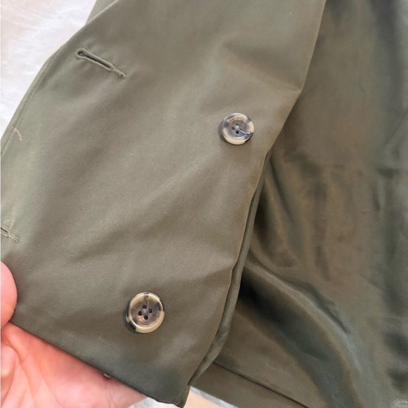 Abercrombie Cropped Double-Breasted Trench Coat - Olive EUC 0015 - Picture 6 of 12